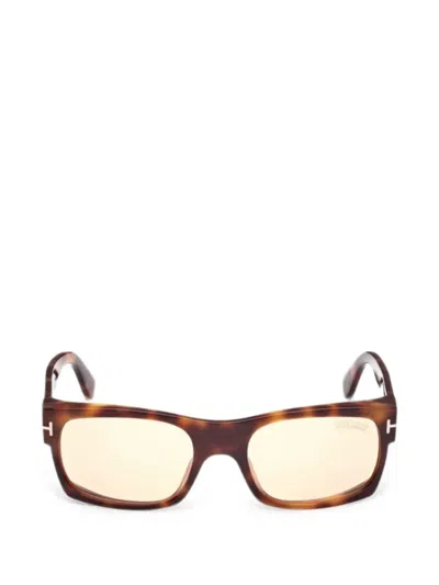 Tom Ford Juan Rectangle-frame Sunglasses In Brown