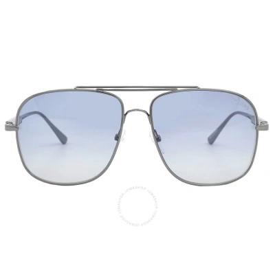 Tom Ford Jude Blue Gradient Navigator Ladies Sunglasses Ft0669 12w 60 In Blue / Dark / Ruthenium