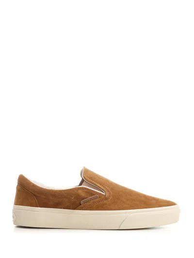 Tom Ford Jude Slip On Trainers In Brown