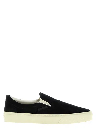 Tom Ford Jude Slip On Sneakers In White/black