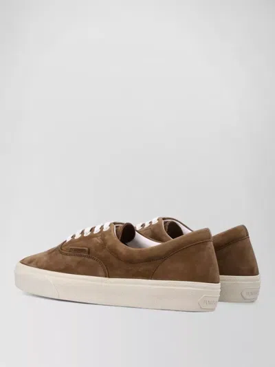 Tom Ford Jude Sneaker Low Top Suede Sole Branding In Brown