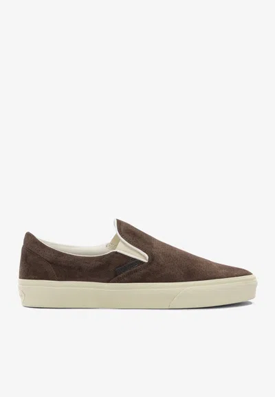 TOM FORD JUDE SUEDE LEATHER SLIP-ON SNEAKERS