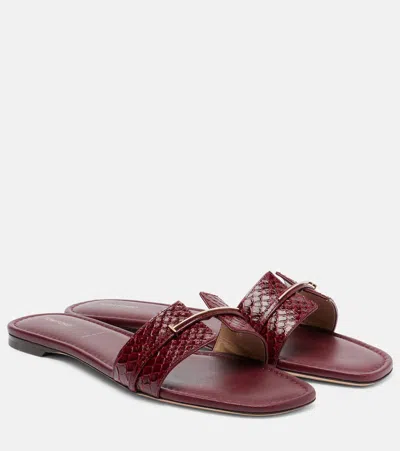 Tom Ford Julianne Croc-effect Leather Slides In Burgundy