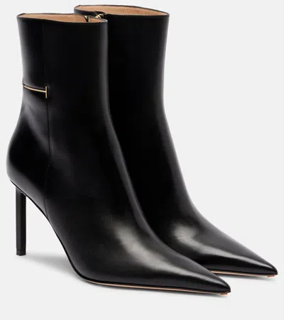 Tom Ford Julianne 85 Leather Ankle Boots In Black