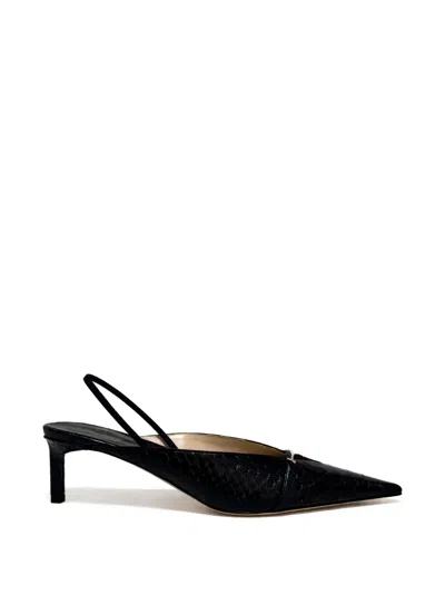 Tom Ford Julienne Semi Shiny Python-effect Leather Slingback Pumps In Black