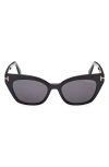 Tom Ford Juliette Acetate Cat-eye Sunglasses In Shiny Black/smoke