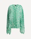Tom Ford Leopard Print Silk Top In Green