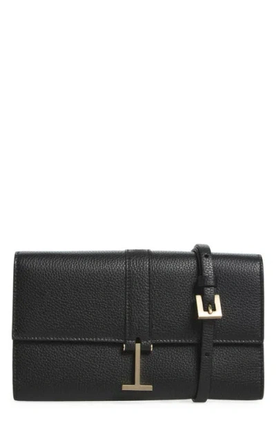 Tom Ford Kara Grain Leather Crossbody Wallet In Black