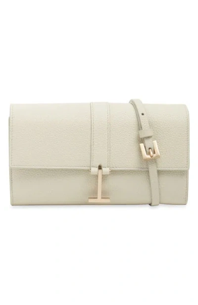 Tom Ford Kara Grain Leather Crossbody Wallet In Gray