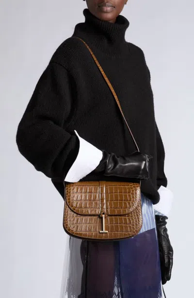 Tom Ford Kara Small Croc Embossed Leather Crossbody Bag In Brown