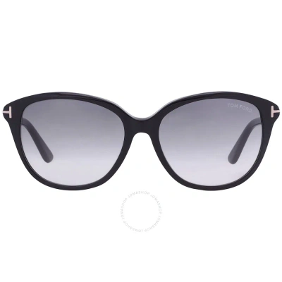 Tom Ford Karmen Smoke Gradient Oval Ladies Sunglasses Ft0329 01b 57 In Black