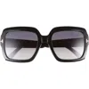 Tom Ford Kaya 54mm Polarized Gradient Square Sunglasses In Black