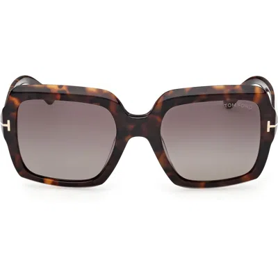 Tom Ford Kaya 54mm Polarized Gradient Square Sunglasses In Brown