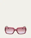 Tom Ford Kaya Beveled Acetate Square Sunglasses In Shiny Transparent Wine