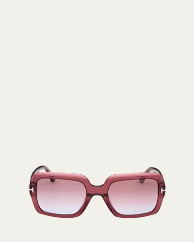 Tom Ford Kaya Beveled Acetate Square Sunglasses In Red