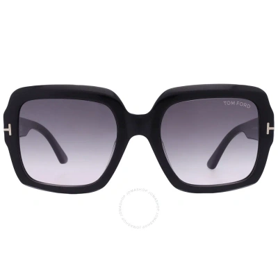 Tom Ford Kaya Smoke Gradient Square Ladies Sunglasses Ft1082 01b 54 In Black
