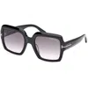 Tom Ford Kaya Beveled Acetate Square Sunglasses In Black