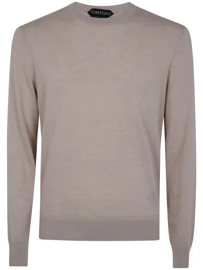 TOM FORD KNITTED ROUNDNECK CLASSIC SWEATER,KCL006.YMW070S25 JB251 LIGHT BEIGE