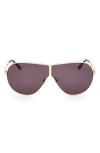 Tom Ford Keating 71mm Oversize Pilot Sunglasses In Shiny Deep Gold / Smoke