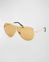 Tom Ford Keating 71mm Oversize Pilot Sunglasses In Srgld/brn