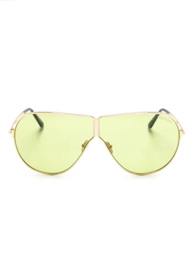 Tom Ford Keating Shield-frame Sunglasses In Gold