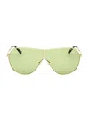 Tom Ford Keating 71mm Oversize Pilot Sunglasses In Shiny Deep Gold & Green