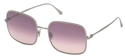 Pre-owned Tom Ford Keira Ft 0865 Shiny Light Ruthenium/burgundy Mirrored (14u) Sunglasses In Red