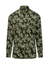Tom Ford Collared Shirt With Floral Pattern And Long Sleeves In Green