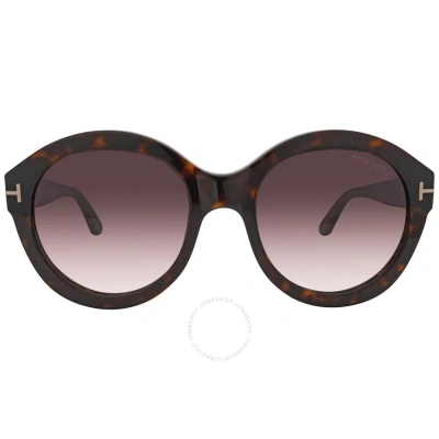 Tom Ford Kelly Burgundy Round Ladies Sunglasses Ft0611 52t 53 In Burgundy / Dark