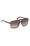 Tom Ford Kemp 59mm Navigator Sunglasses In Havana Eco/t Logo/green