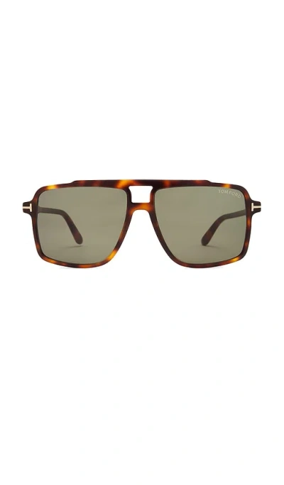 Tom Ford Kemp Sunglasses In Shiny Havana & Green