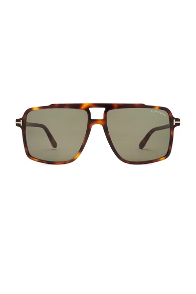 Tom Ford Kemp Sunglasses In Shiny Havana & Green