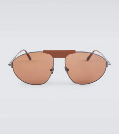 Tom Ford Ken Aviator Sunglasses In Brown