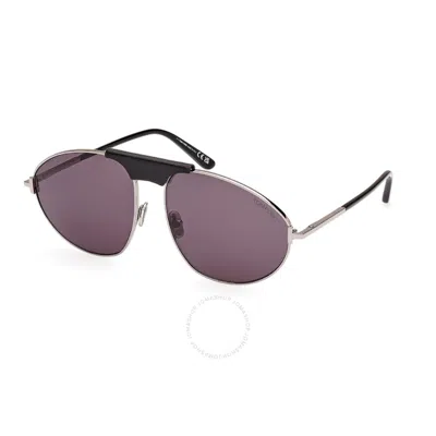 Tom Ford Ken Smoke Pilot Men's Sunglasses Ft1095 14a 60 In Ruthenium