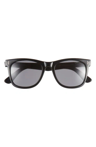 Tom Ford Kevyn 52mm Polarized Square Sunglasses In Shiny Black / Smoke