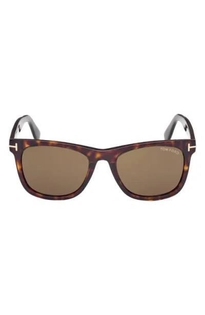 Tom Ford Kevyn 52mm Square Sunglasses In Dark Havana/t Logo/roviex