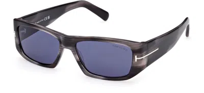 Pre-owned Tom Ford Kevyn Ft 1099 Black/deep Blue (01n) Sunglasses