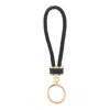 Tom Ford Braided Calf Leather Keychain With Polished Gold-tone Ring In Black