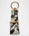 Tom Ford Keyring Holder In Python-printed Leather In Roccia