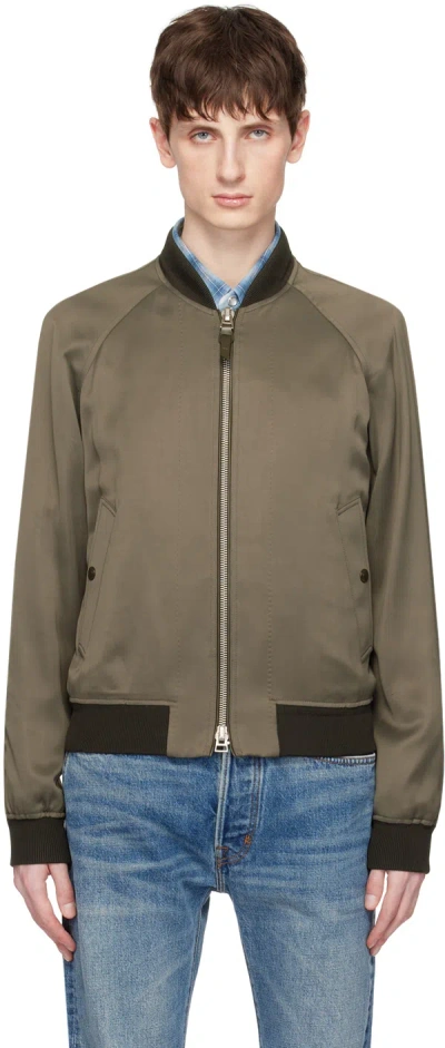 Tom Ford Khaki & Brown Raglan Bomber Jacket