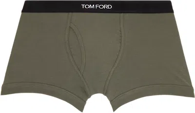 Tom Ford Khaki Cotton Boxer Briefs In Military Green