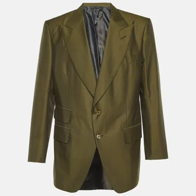 Pre-owned Tom Ford Khaki Green Cotton And Wool Single Breasted Blazer Xxxl