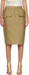 Tom Ford Khaki Patch Pocket Midi Skirt In Fg510 Khaki Green