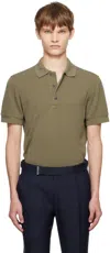 Tom Ford Khaki Piquet Polo In Green
