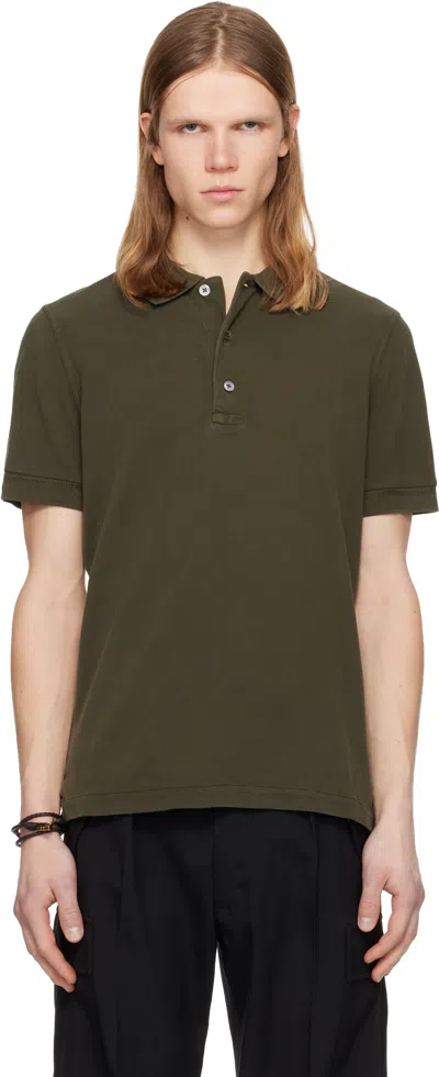Tom Ford Green Lyocell Blend Minimalist Polo Shirt In Multi