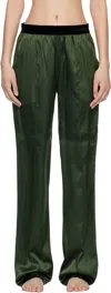 Tom Ford Green Pants With Elastic Waist With Logo Lettering In Silk Stretch Woman In Green