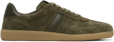 Tom Ford Archer Leather-trimmed Suede Sneakers In Green