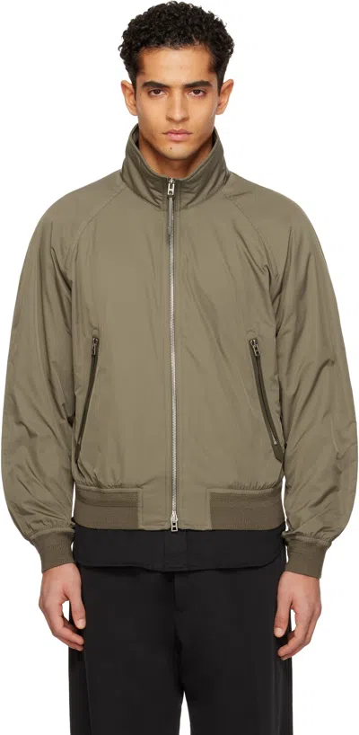 Tom Ford Khaki Techno Poplin Cashmere-lined Jacket In Brown