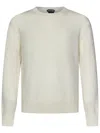 Tom Ford Structured Collar Sweater With Textured Edges In White