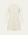 Tom Ford Knitted Scalloped Cotton And Silk Minidress In White